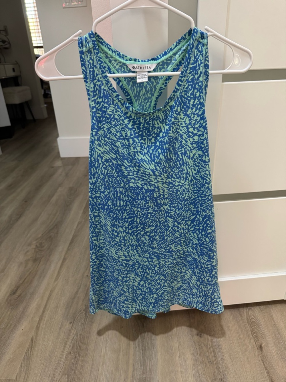 Athleta Racerback Tank – Blue/Green Abstract – Lightweight & Breathable